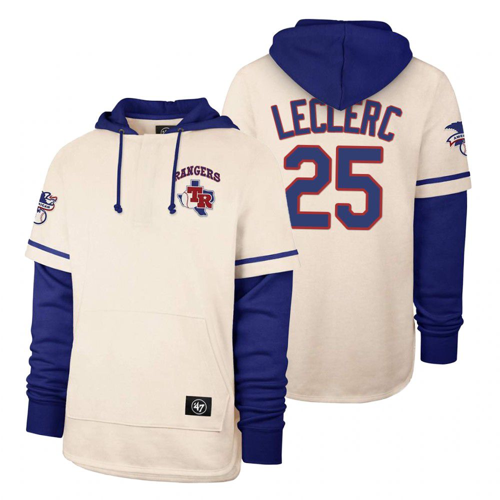 Men Texas Rangers #25 Leclerc Cream 2021 Pullover Hoodie MLB Jersey->kansas city royals->MLB Jersey
